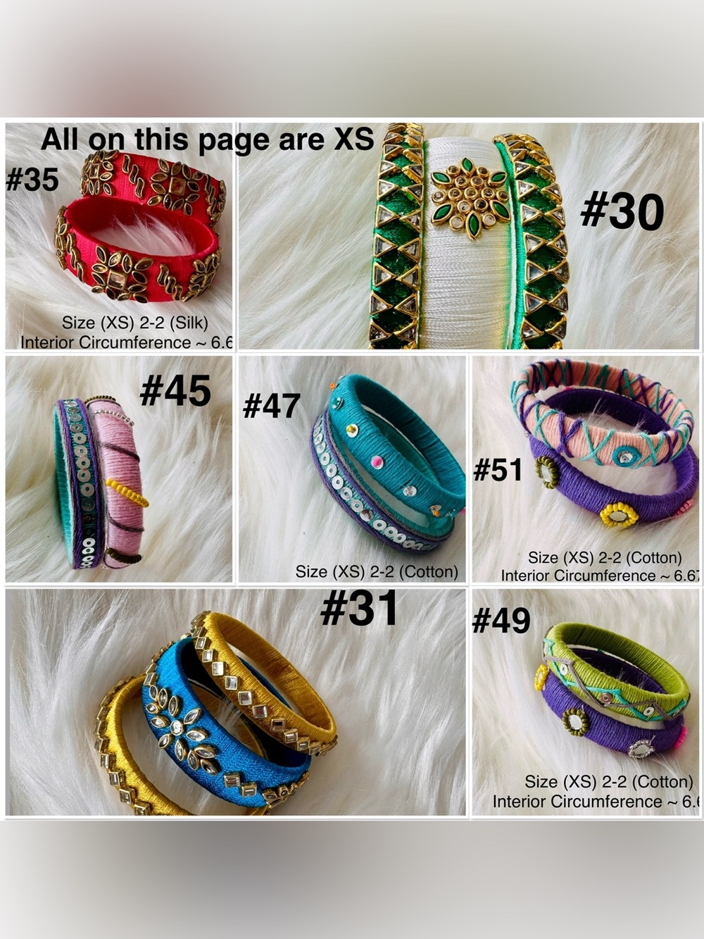 🎡🎡Handmade Silk or Cotton Wrapped Bangle Set of your choice in various sizes - Picture 9 of 16